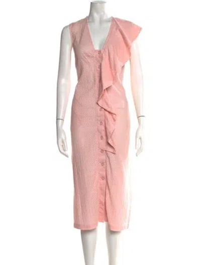 Pre-owned Marysia Resort V-neck Midi Length Dress In Pink
