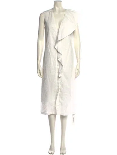 Pre-owned Marysia Resort V-neck Midi Length Dress In White