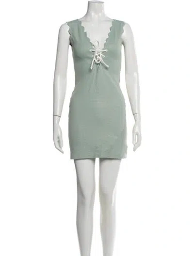 Pre-owned Marysia Resort V-neck Mini Dress In Green