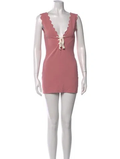Pre-owned Marysia Resort V-neck Mini Dress In Red