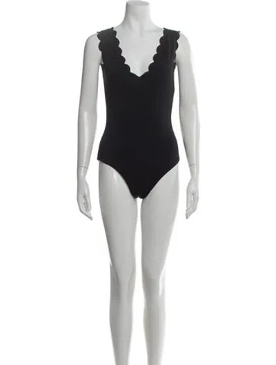 Pre-owned Marysia Resort V-neck Sleeveless Bodysuit In Black