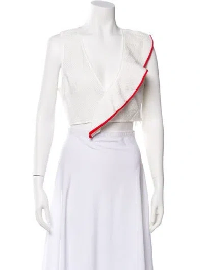 Pre-owned Marysia Resort V-neck Sleeveless Crop Top W/ Tags In White