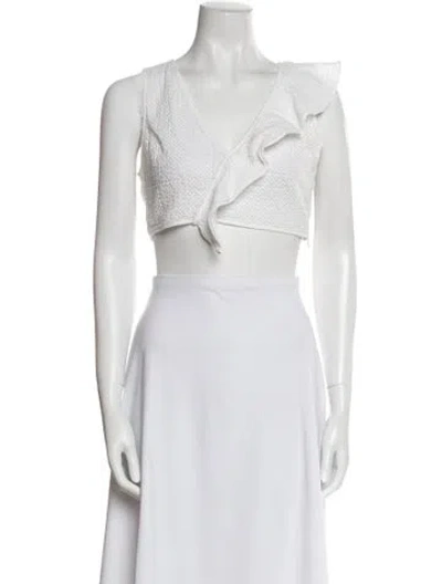 Pre-owned Marysia Resort V-neck Sleeveless Crop Top In White