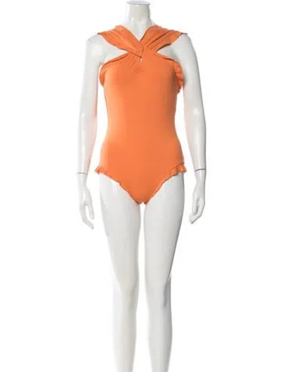 Pre-owned Marysia Ruffle Embellishment One-piece In Orange