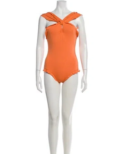 Pre-owned Marysia Ruffle Embellishment One-piece W/ Tags In Orange