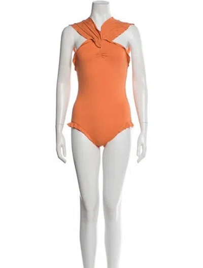 Pre-owned Marysia Ruffle Embellishment One-piece W/ Tags In Orange