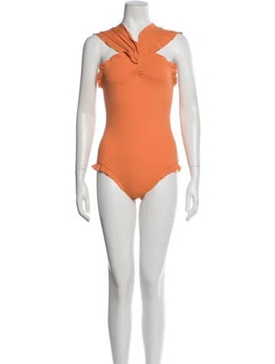 Pre-owned Marysia Ruffle Embellishment One-piece W/ Tags In Orange