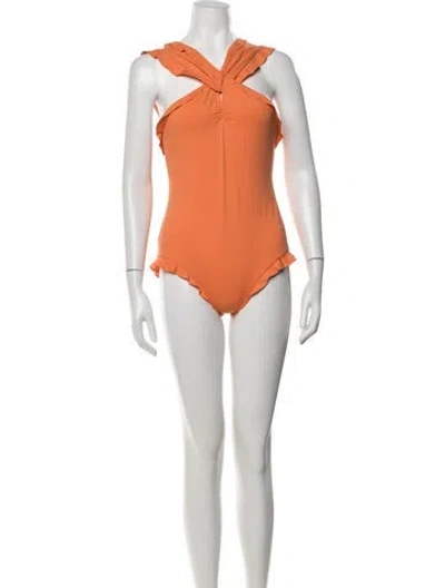 Pre-owned Marysia Ruffle Embellishment One-piece W/ Tags In Orange
