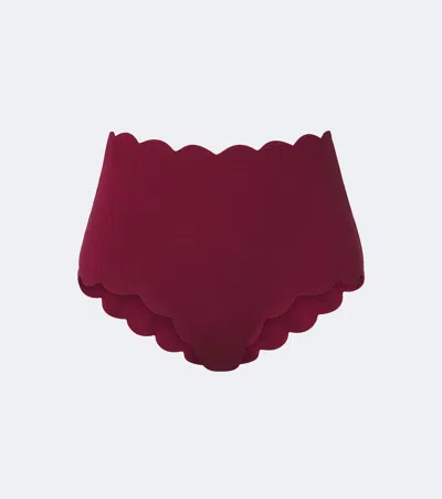 Marysia Santa Monica Scalloped Bikini Bottoms In Burgundy