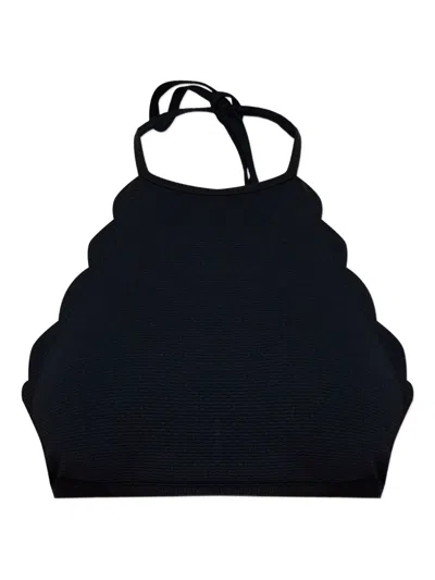 Marysia Scallop-edge Halter Bikini Top In Black