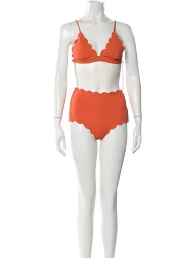 Pre-owned Marysia Scalloped Accent Bikini W/ Tags In Orange