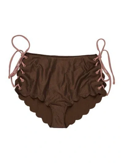 Pre-owned Marysia Scalloped Accent Bottoms In Brown