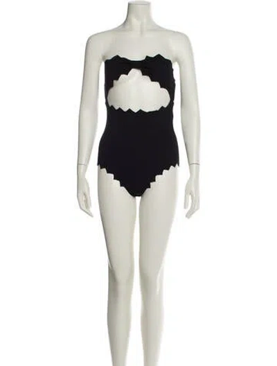 Pre-owned Marysia Scalloped Accent One-piece In Black