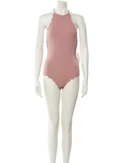 Pre-owned Marysia Scalloped Accent One-piece In Orange