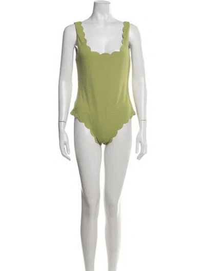 Pre-owned Marysia Scalloped Accent One-piece W/ Tags In Green