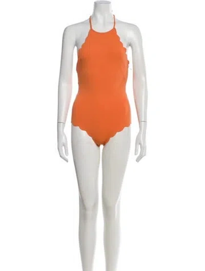 Pre-owned Marysia Scalloped Accent One-piece W/ Tags In Orange