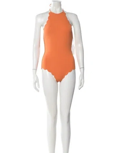 Pre-owned Marysia Scalloped Accent One-piece W/ Tags In Orange