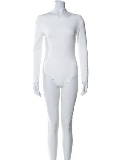 Pre-owned Marysia Scalloped Accent One-piece In White