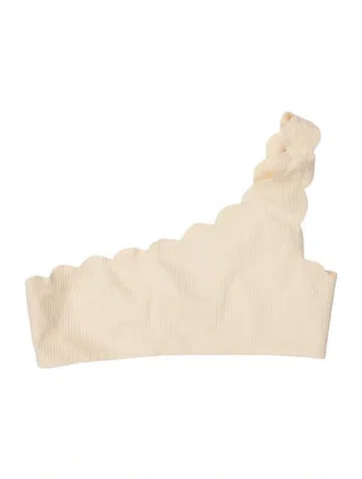 Pre-owned Marysia Scalloped Accent Top In Neutral
