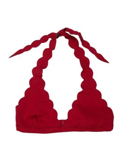Pre-owned Marysia Scalloped Accent Top In Red