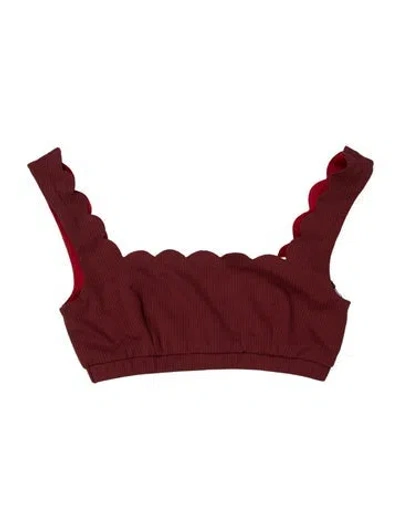 Pre-owned Marysia Scalloped Accent Top In Red
