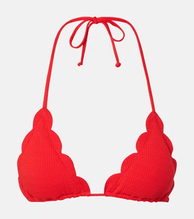 Marysia Scalloped Bikini Top In Red