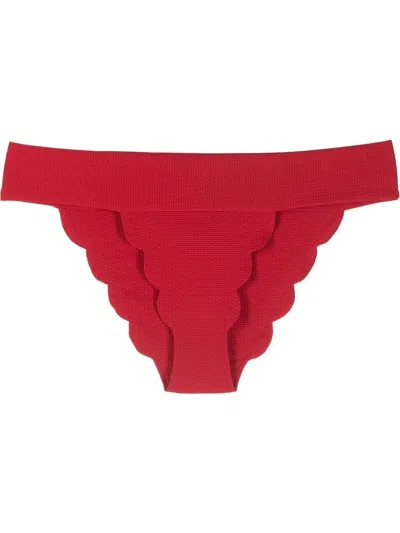 Marysia Scalloped Edge Bikini Bottoms In Red