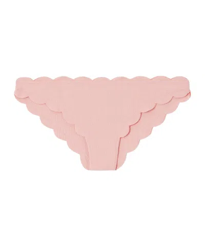 Marysia Scalloped Recycled-seersucker Bikini Briefs In Pink