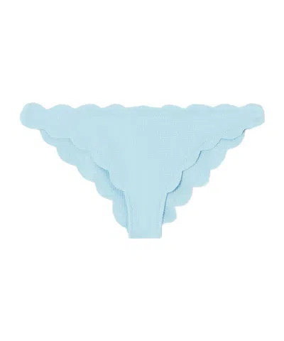 Marysia Scalloped Seersucker Bikini Briefs In Blue