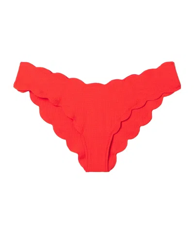 Marysia Scalloped-edge Bikini Bottom In Red