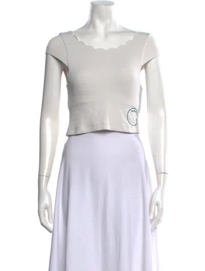 Pre-owned Marysia Scoop Neck Short Sleeve Crop Top In Neutrals