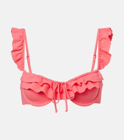 Marysia Seraphine Ruffled Bikini Top In Pink