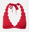 Marysia Spring Scalloped Halterneck Bikini Top In Red