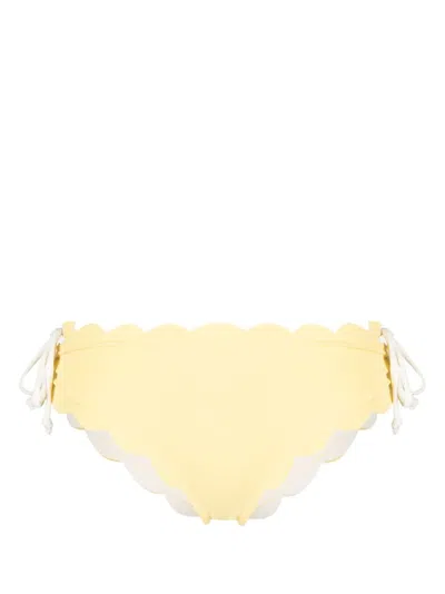 Marysia Spring Tie Scallop-edge Bikini Bottoms In Yellow
