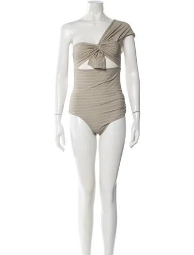Pre-owned Marysia Striped Cutout Accent One-piece In Neutral