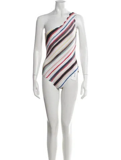 Pre-owned Marysia Striped One-shoulder Top In Yellow