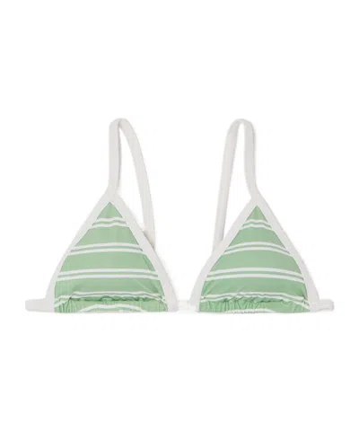 Marysia Bianco Striped Triangle Bikini Top In Green