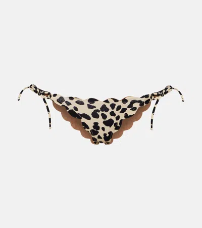 Marysia Tie Side Scalloped Bikini Bottoms In Animal Print