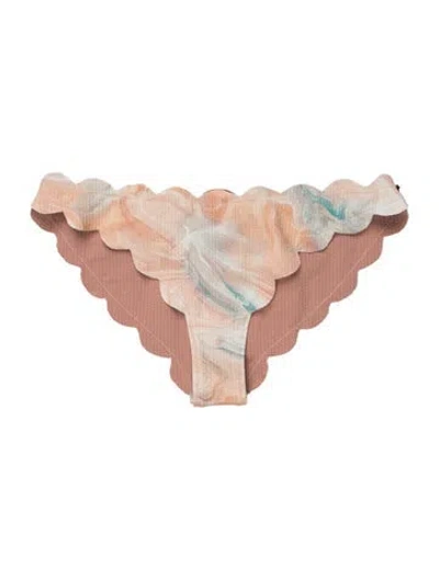 Pre-owned Marysia Tie-dye Print Scalloped Accent Bottoms In Pink