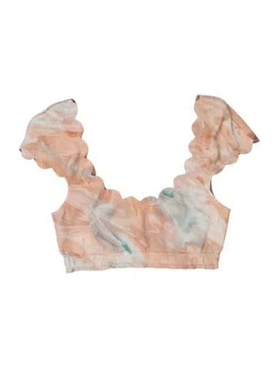 Pre-owned Marysia Tie-dye Print Scalloped Accent Top In Pink