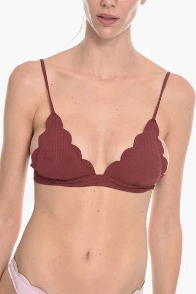 Marysia Triangle Santa Clara Bikini Top With Scalloped Edge L Standard Size In White