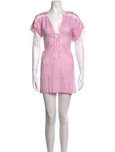Pre-owned Marysia V-neck Mini Dress In Pink