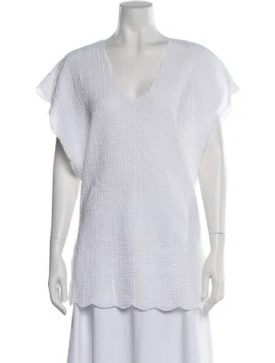 Pre-owned Marysia V-neck Short Sleeve T-shirt In White