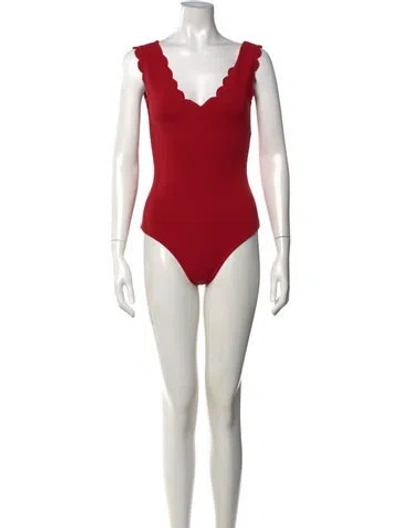 Pre-owned Marysia V-neck Sleeveless Bodysuit In Red