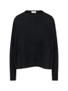 Ma'ry'ya Black Knit Sweater With Round Neckline And Ribbed Finishes In Black