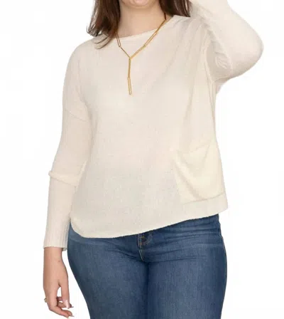 Ma'ry'ya Boat Neck Boucle Pullover Sweater In White In Neutral