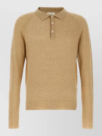 Ma'ry'ya Bouclé Cotton Long-sleeve Polo Shirt