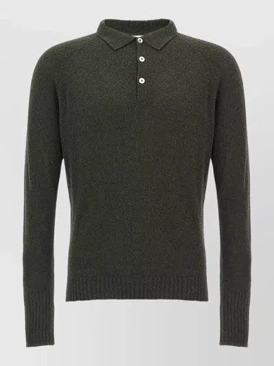 Ma'ry'ya Bouclé Cotton Long-sleeve Polo Shirt