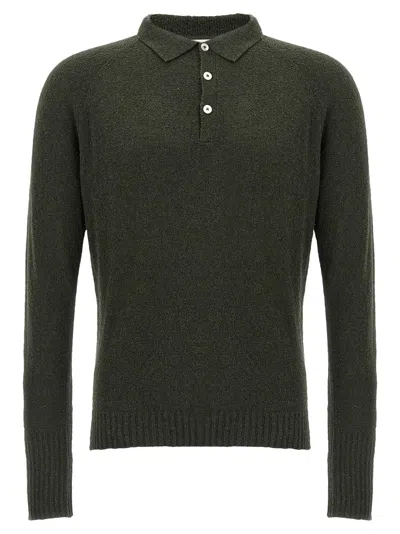 Ma'ry'ya Bouclé Cotton Polo In Olive