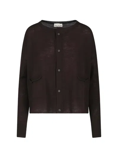 Ma'ry'ya Button-fastening Virgin Wool Cardigan In Brown